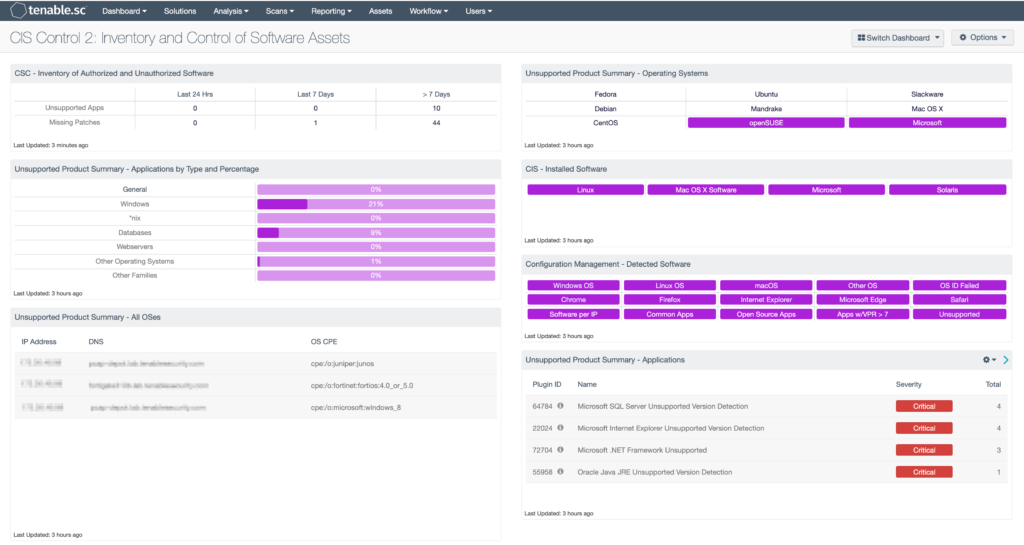 Tenable Software Inventory: