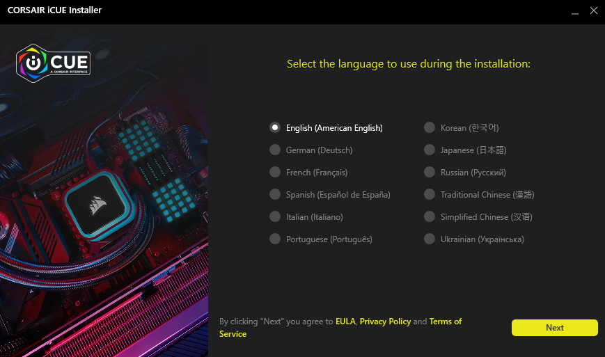 Installing Corsair RGB Software: